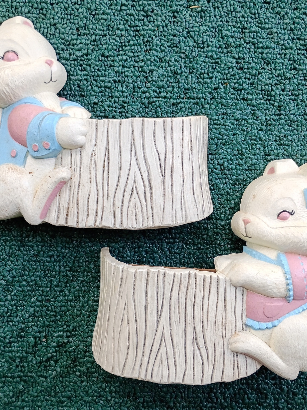 Vintage Burwood Pocket Planter Wall Decor Bunny Rabbits Kids Room